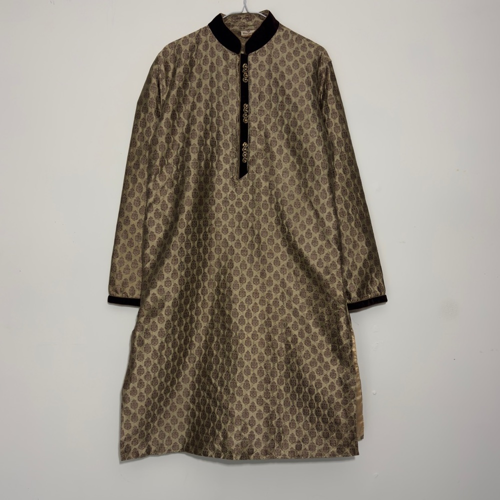 Men's Gold Patterned Kurta